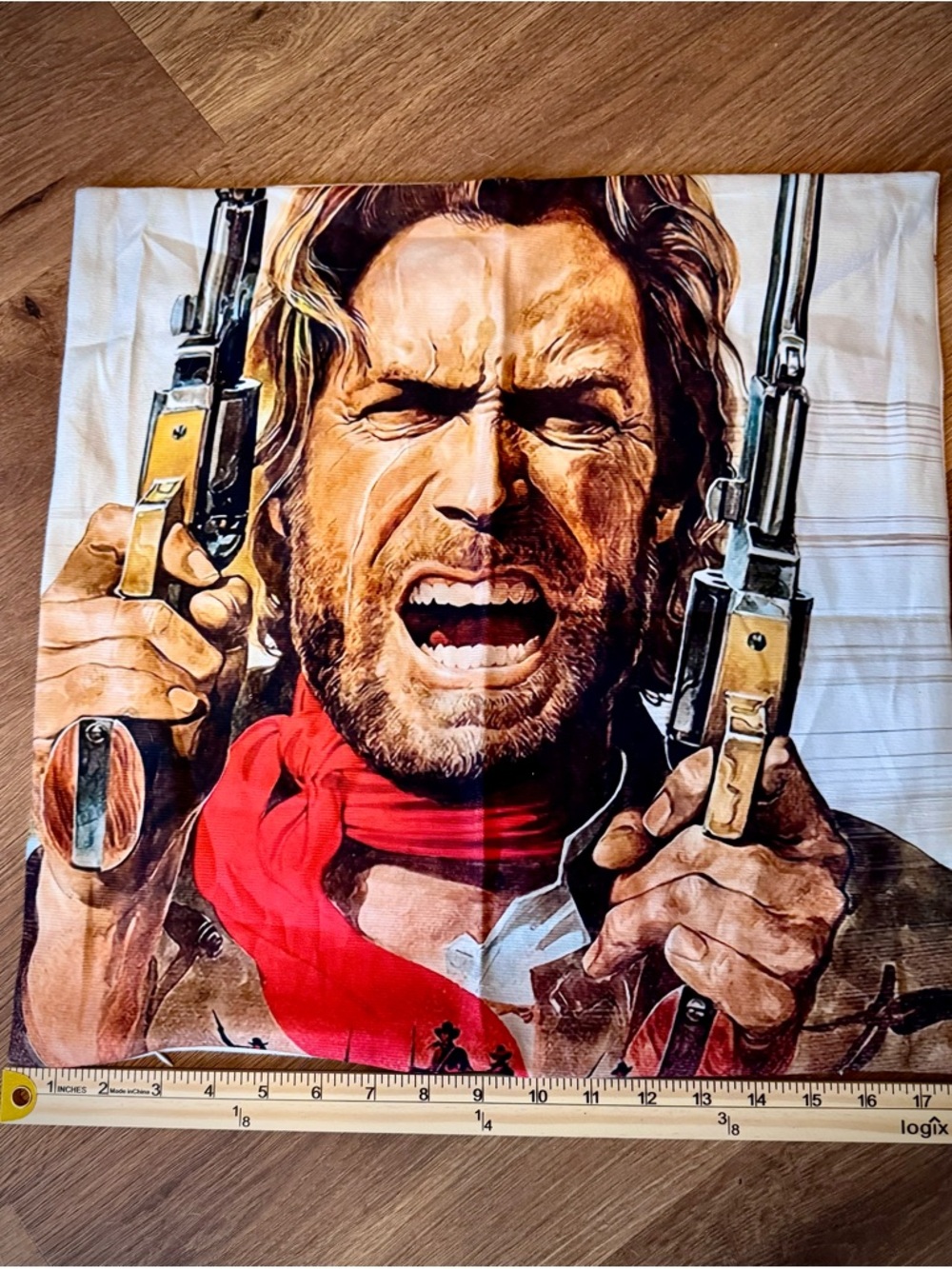 Western “Clint Eastwood” Gunfighter Pillow Cover w/zipper closure